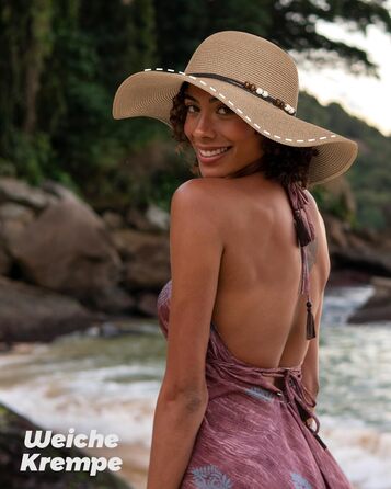 Жіночий солом&39яний капелюх Creekstone, капелюх із широкими полями, захист від сонця UPF 50, складний літній пляжний капелюх із вітровою стрічкою, колір M, хакі