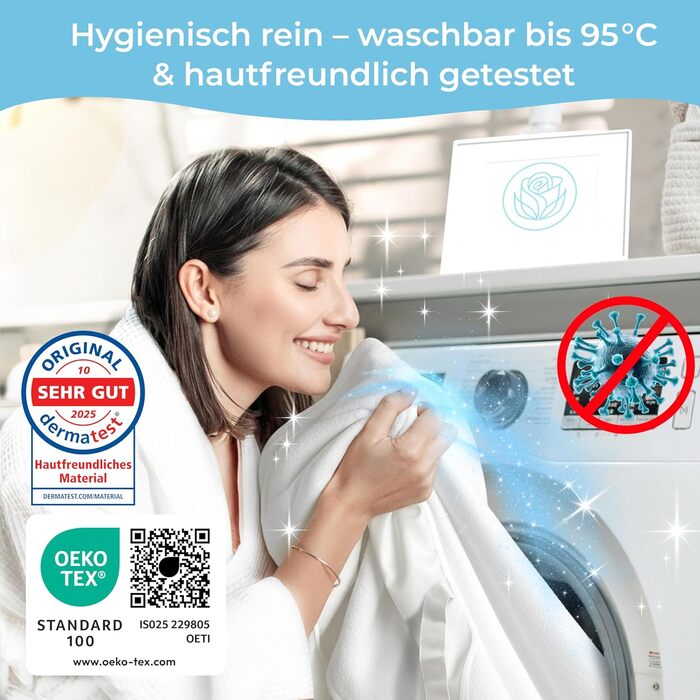 Водонепроникний наматрацник 180x200 - Дерматологічно протестовано - Тонкий наматрацник 180x200 Водонепроникний - 70 бавовна та прання до 95 - Наматрацник для нетримання 180x200 см 4 шт. кутова еластична фіксація