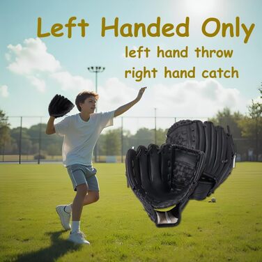 Бейсбольні рукавички Urby для лівшів, для гри в Т-подібний м&39яч, тільки для лівшів, бейсбольні рукавички для гри в Т-подібний м&39яч та для дітей, чорні, 11,5 дюймів, вік 7-11 років