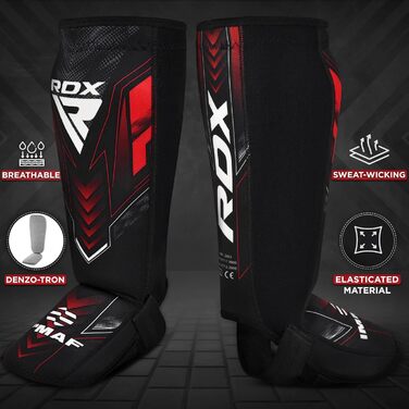 Щитки для гомілок RDX IMMAF для кікбоксингу, боксу, бойових мистецтв, ММА, захист підйому стопи, м&39які щитки для гомілок для спарингу, захист ніг для чоловіків та жінок, спорядження для кікбоксингу, червоні, M