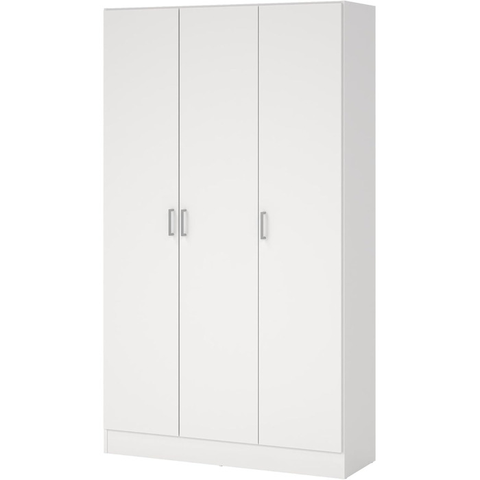 Велика багатофункціональна шафа Beaumont, додаткова шафа з 3 дверцятами, полиця для взуття з полицями, шафа для віників, 109 x 37 x 180 см, білий колір, 3 дверцята 4 полиці