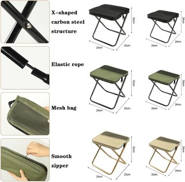 Портативний стілець для альпінізму та походів, складний стілець-рюкзак, маленький складний стілець, витримує до 150 кг, вуличний складний стілець із блискавкою для подорожей, кемпінгу, риболовлі (чорний, L) Великий чорний