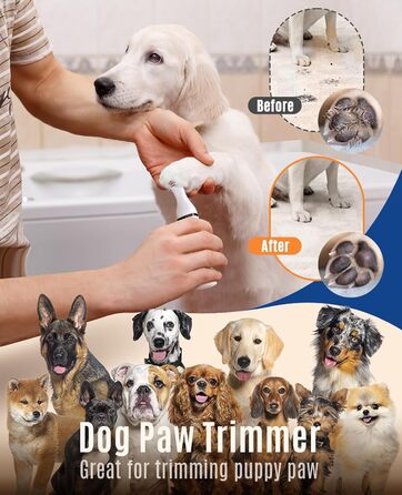 Тример для стрижки лап Oneisall Paw Trimmer для собак з подвійними лезами, 2-швидкісна машинка для стрижки собак, тиха машинка для лап, очей, вух, обличчя та тіла (білий колір)
