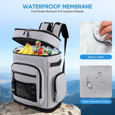 Великий рюкзак-холодильник об&39ємом 30 л, рюкзак з відділенням-холодильником, великий водонепроникний ізольований рюкзак-холодильник, герметична складна сумка для пікніка, портативний холодильник для барбекю та пікніків