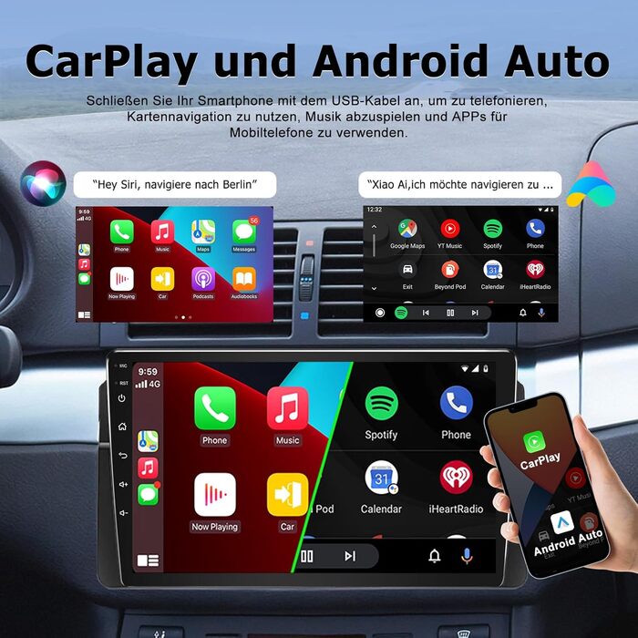 Автомобільне радіо Android 464 ГБ для BMW 3 серії E46 1999-2005 з бездротовим Carplay Android Auto 9-дюймовий GPS-навігатор для автомобіля BMW E46 Радіо Bluetooth WiFi DSP SWC