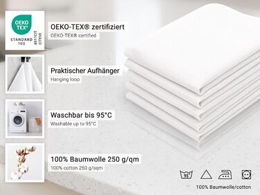 Набір з 5 чайних рушників - бавовна 50x75 см - м'які та міцні кухонні рушники - можна прати до 95C - білого кольору - якість для г