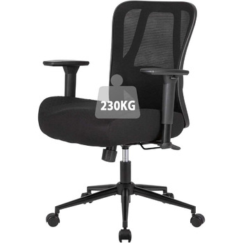 Ергономічне офісне крісло UEV 230 кг, регульована поперекова опора/підлокітники, дихаюча сітчаста оббивка, потовщена подушка сидіння 15 см, крісло для домашнього офісу, стілець для роботи, обертове крісло, чорний колір