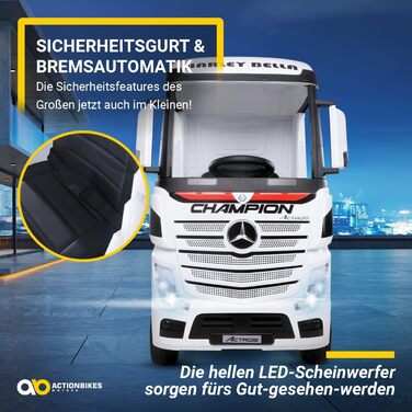 Дитячий електромобіль Mercedes Benz Actros Truck - Ліцензія - 4 x 45 Вт двигун - Повнопривідний 6 км/год - 2,4 ГГц пульт дистанцій