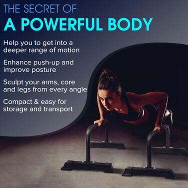 Ручки для віджимань Yes4All, Паралети з дерева/сталею, Великий гриф для віджимань та бруси, Нековзні віджимання, Обладнання для калістеніки для використання в приміщенні та на вулиці, Фітнес, Силові тренування, Тренування з власною вагою, Чорний