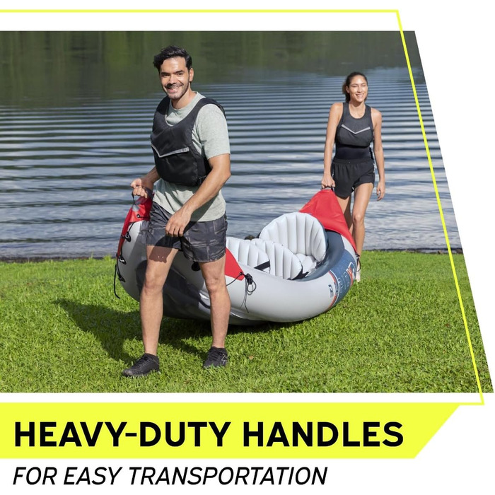 Надувний каяк Bestway Hydro-Force на 3 особи з алюмінієвими веслами та ручним насосом, каяк на 3 особи, повний комплект каяків на 3 особи, червоний