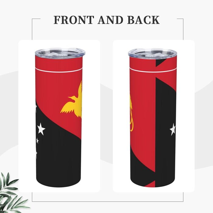 Кухоль з прямою трубочкою, дизайн прапор Папуа-Нової Гвінеї, друкований, дорожній кухоль, підходить для кемпінгу, офісу та дому, 590 мл