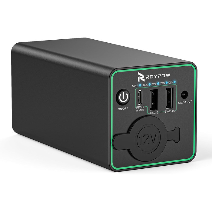 Портативний зарядний пристрій RoyPow Power Bank із штекером для прикурювача 30 Вт PD, USB-C та портом 12 В постійного струму для відеореєстратора, автомобільних пристроїв, ноутбука, MacBook Air, астрофотографії, iPhone, компресорного холодильника (оновлен