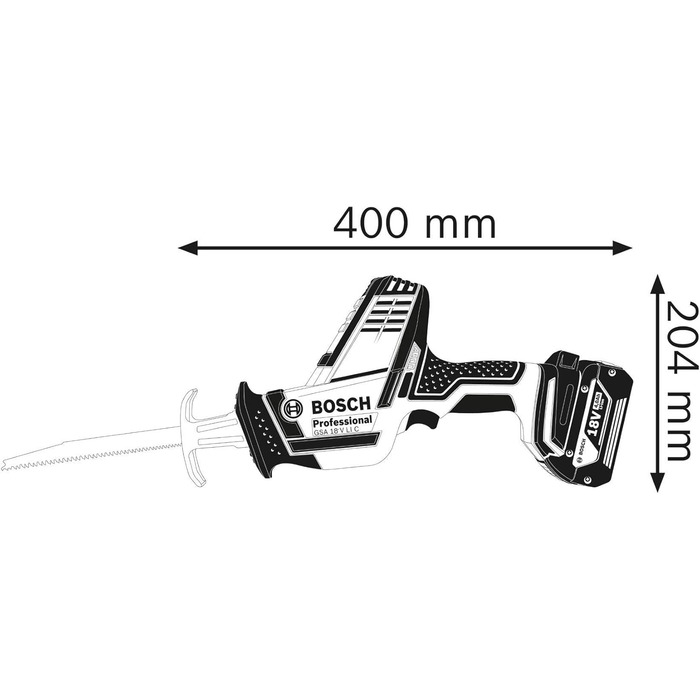 Акумуляторна пила GSA 18 V-LI C (компактна версія, вкл. 3 пиляльних полотна, без акумулятора/зарядного пристрою, L-BOXX) без акуму