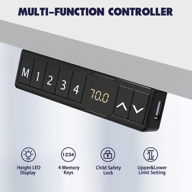 Регульована по висоті рама столу AIMEZO з 2 двигунами, електрична рама столу з 2 напрямками, регулювання висоти, функція пам&39яті та запобігання зіткненням, чорна - 2