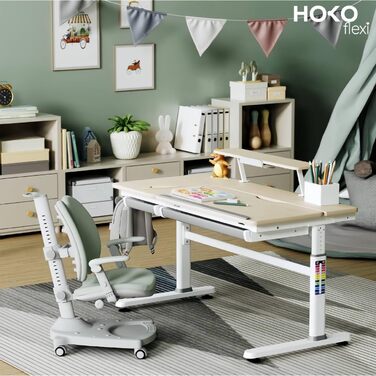 Дитячий стіл з ручним регулюванням висоти, похилою підставкою, регульованою стільницею та підставкою для книг (CELIN та ALVO), стіл під дерево підставка для книг