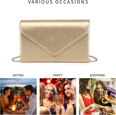 Елегантна клатч-конверт Labair з екошкіри для жінок вечірня сумочка на весілля, урочисті події. Золотий колір