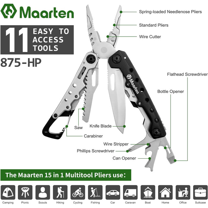 Складні багатофункціональні плоскогубці з нержавіючої сталі 11 в 1 - багатофункціональний інструмент з чохлом, відкривачкою для пл