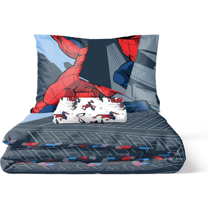 Двоспальне ліжко Джей Франко Marvel Spiderman City Streets з підодіяльником 200x200см 2 наволочки 50x70см 100 бавовна синій - Spid