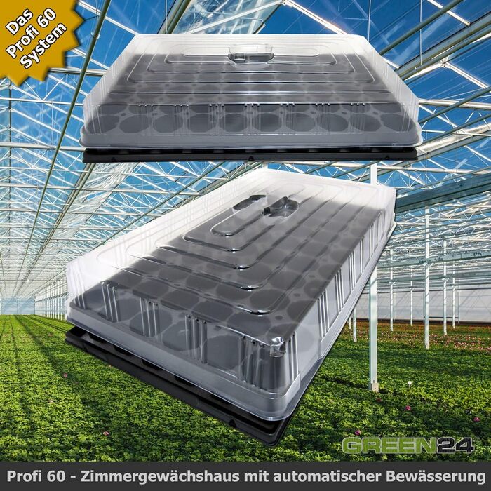 Кімнатна теплиця Profi XL з автоматичним зрошенням для вирощування кімнатної теплиці з ванною капілярна система горщикова пластина витяжка, 24 Hydroponics 60