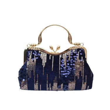 Вінтажна вечірня сумочка 1920-х років з паєтками, оксамитовий клатч для жінок, весідна сумочка для нареченої, елегантна сумка на ланцюжку з діамантами та стразами, темно-синя
