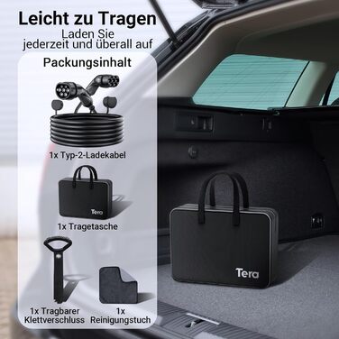 Зарядний кабель Tera EV Тип 2 22KW 32A 7,5-метровий 3-фазний тип 2 до типу 2 Mennekes IP55 Швидка зарядка Зарядний кабель електром