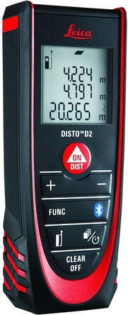 Лазерний далекомір Leica DISTO D2 (2-ге покоління) з Bluetooth вимірювання відстані, площі та об'єму, автоматичне розпізнавання кінцевих точок, червоний промінь