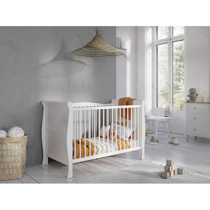 Дитяче ліжечко/спальне місце Love For Sleep 120x60 см із захисним бар&39єром, трансформоване, дитяче ліжко White Leo, дерев&39яне дитяче ліжко - Дитяче ліжко, дитяче ліжко, росте разом з вашою дитиною, ліжечко