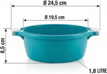 Набір із 2 чаш для мікрохвильової печі Lantelme, об&39ємом 1,8 літра, з отвором для пари, виготовлено в Німеччині, штабелюються, можна мити в посудомийній машині, пластикова чаша для мікрохвильової печі, холодильника/морозильної камери (зелена)