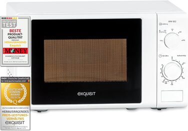 Мікрохвильова піч Exquisit MW 802 Потужність 700 Вт Місце для приготування їжі 20 л Компактна мікрохвильова піч Інтер'єр з нержавіючої сталі Таймер білий Класичний Білий