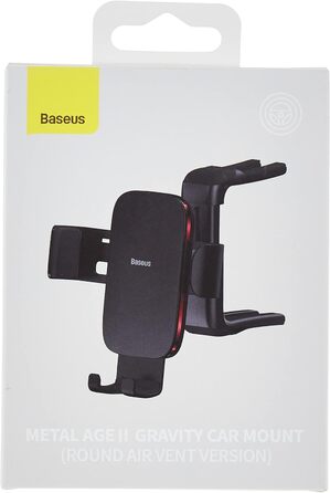 Гравітаційний тримач для телефону Baseus Metal Age II для автомобіля, круглий, чорний