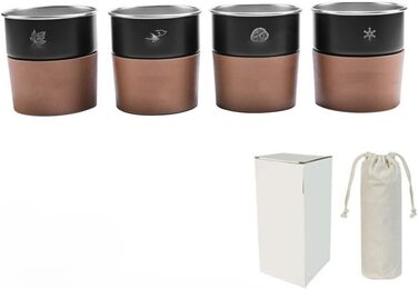 Набір з 4 складених кемпінгових чашок об&39ємом 300 мл з нержавіючої сталі з тримачем зі штучної шкіри для походів та подорожей на свіжому повітрі