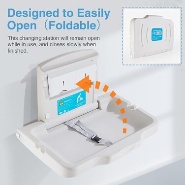 Пеленальний столик, Горизонтальний пеленальний столик зі щитком, Настінний пеленальний столик із запобіжним поясом, Пеленальний ст