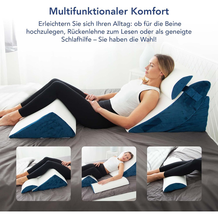 Ергономічний комплект із 4 подушок Wedge Pillow Багатофункціональний дизайн 12-в-1 зі знімним чохлом, який можна прати, для сну та читання