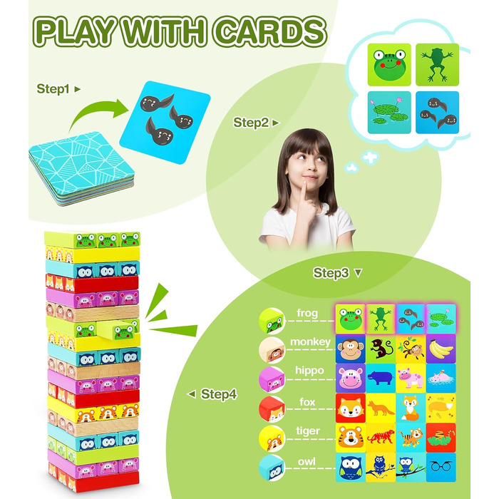 Іграшки Pourbibibi для хлопчиків і дівчаток від 3 4 5 років дерев&39яна іграшка хитка вежа Настільна гра для дітей та сім&39ї Наст