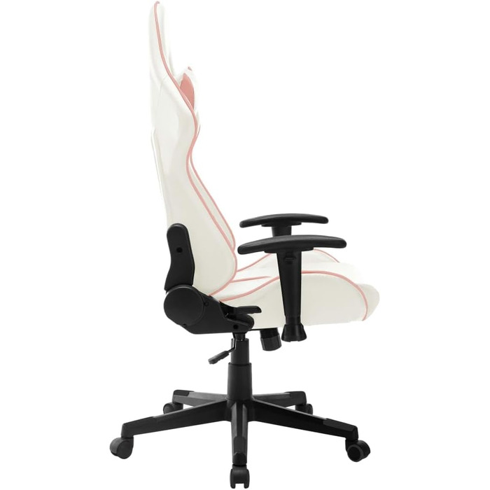 Геймерське крісло, біла та рожева штучна шкіра