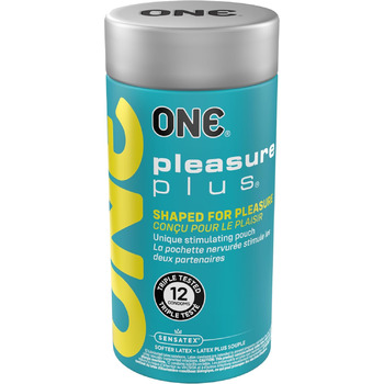 Презервативи ONE Pleasure Plus Унікальний стимулюючий мішечок для посилення відчуттів Веганські, без ГМО, з натурального каучукового латексу 12 шт.