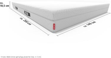 Матрац bett1 BODYGUARD Anti-Cartel 140x200. Найпопулярніший матрац у Німеччині (2 рівні жорсткості в 1, середньо-жорсткий та жорсткий, чохол можна прати при 60C, Oeko-TEX 100, ергономічні модулі, піна QX) середньої жорсткості 140 x 200 см