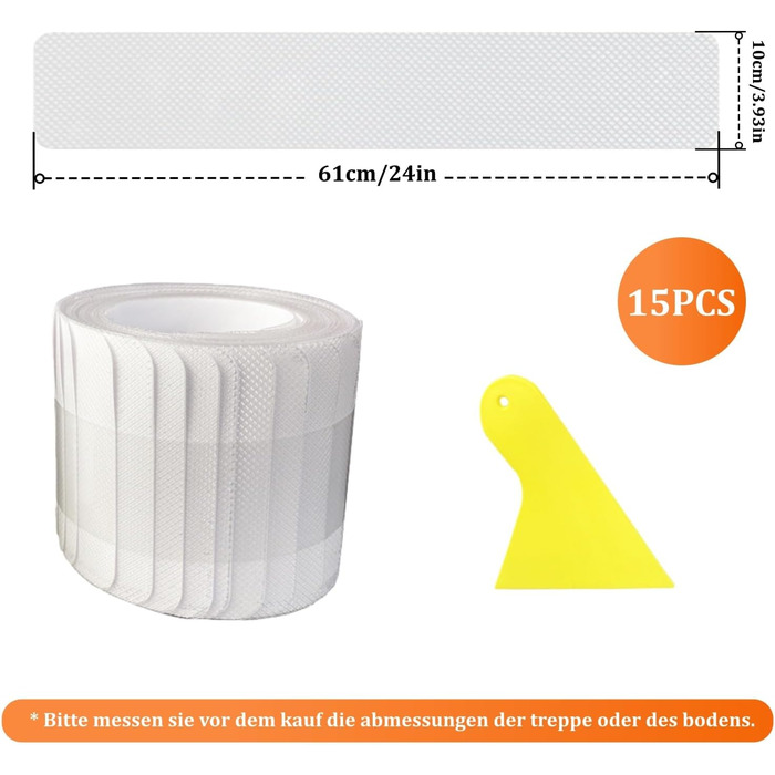 Прозорі сходинки, 15 шт. , 60 x 10 см, самоклеючі, водонепроникні, протиковзкі сходинки для дерев&39яних сходів, гвинтових сходів та підлоги
