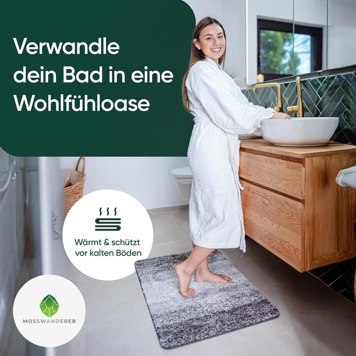 Килимок для ванної кімнати 60x90 Нековзний килимок для ванної Розкішний великий килимок для ванної, який можна прати Високоякісні килимки та пледи для ванної, килимки для ванної, килимки для душу для ванни, душу тощо Чорно-сірий 60 x 90 см (прямокутний) с