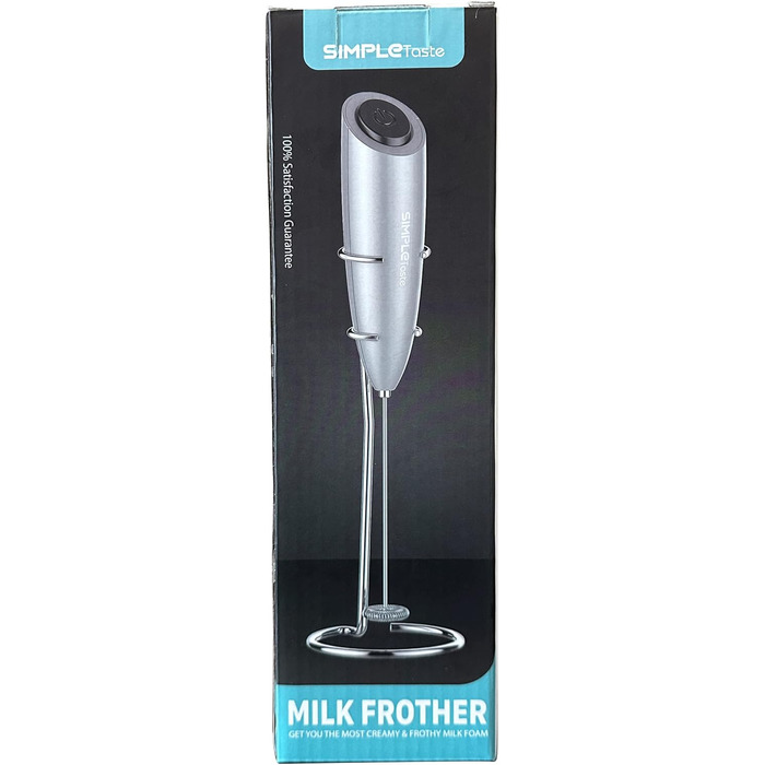Електричний спінювач молока SIMPLETASTE, ручний спінювач з 2 батарейками та паличкою, спінювач молока для капучино, куленепробивна