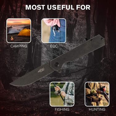 Складаний ніж Лезо зі сталі D2 Рукоятка з кліпсою Гострий одноручний ніж з піхвами і шарикопідшипником Кемпінг Полювання Риболовля