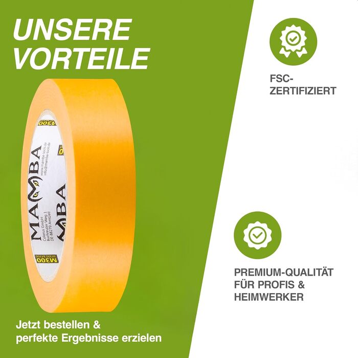 Малярська стрічка Mamba Goldband 10 шт. Малярська стрічка 30 мм x 50 м Професійна малярська стрічка Малярська стрічка Клейка стрічка Washi-стрічка Золота паперова стрічка Самоклейка