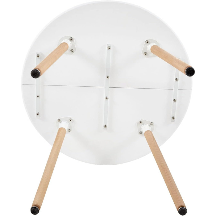 Круглий обідній стіл HJ WeDoo з 4 стільцями, кухонний стіл 90 см та комплект із 4 обідніх стільців, обідній гарнітур, комплект сидінь для кухні та вітальні (білий стіл 4 білі стільці) Обідній стіл 90 см білий, 4 білі букові стільці