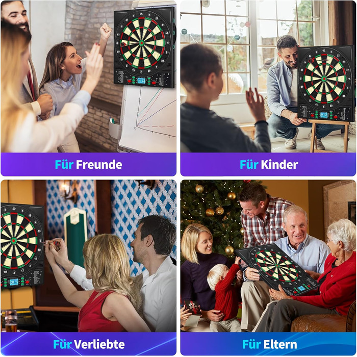 Електронна мішень для дартсу, професійна модель з німецьким голосом та 12 дротиками, електронна мішень для дартсу з РК-екраном, 34 гри та 355 варіацій, електронна мішень для дартсу для 1-8 гравців