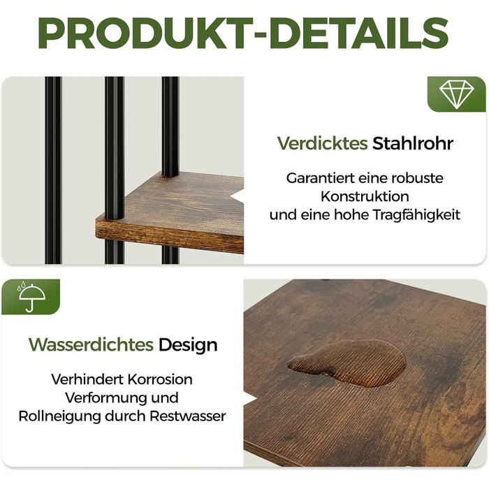 Велика підставка для рослин Bamworld для кімнатних рослин, 6-рівнева металева полиця для рослин, тримач для рослин, стійка для кількох рослин, горщики для патіо, саду, кута, балкону, вітальні, 6-рівнева рустикальна коричнева