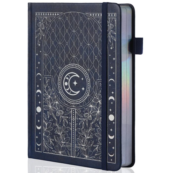 Блокнот Bullet Dotted Journal, щільний нумерований папір 160 г/м, тверда обкладинка A5 з пунктирною сіткою для жінок та чоловіків, для роботи, письма, bullet journaling, малювання, синьо-сріблястий 256