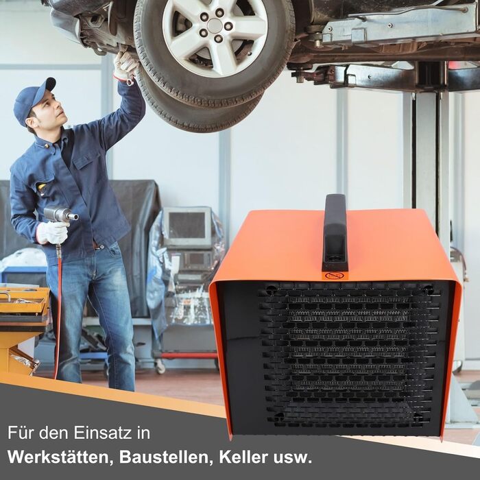 Електричний обігрівач BTEC потужністю 3000 Вт - Керамічні нагрівальні елементи - 2 режими нагріву - Захист від замерзання - Ідеально підходить для будівельних майданчиків, майстерень, гаражів - Радіаційний обігрівач - Обігрівач 3 кВт / 3000 Вт