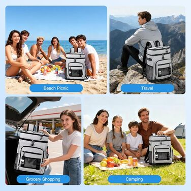 Великий рюкзак-холодильник об&39ємом 30 л, рюкзак з відділенням-холодильником, великий водонепроникний ізольований рюкзак-холодильник, герметична складна сумка для пікніка, портативний холодильник для барбекю та пікніків