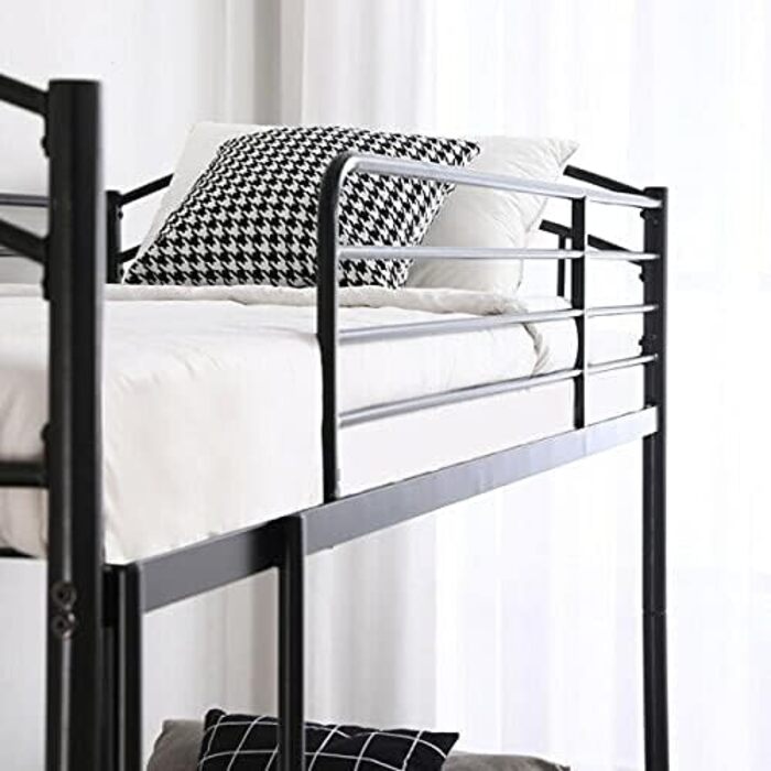 Сучасне, міцне двоярусне ліжко, чорне, 2 x 91 см, одноярусне металеве ліжко, для дітей, близнюків, меблі для спальні