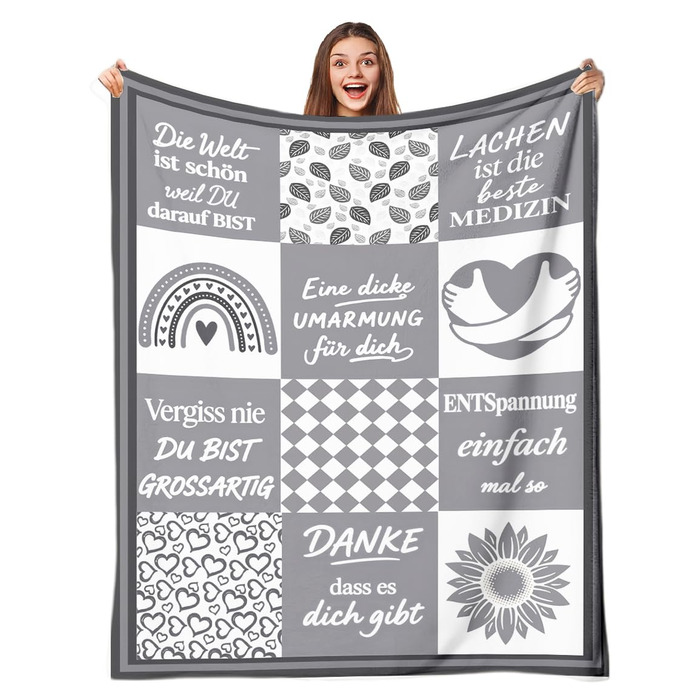 Подарунки для дівчини м&39яка ковдра 150 x 200 см - обіймальна ковдра для жінок та чоловіків, подарунки для найкращої подруги, сестри, колеги, мами, коханих - на дні народження, Різдво, річниці. Сіра обіймальна ковдра 150 x 200 см